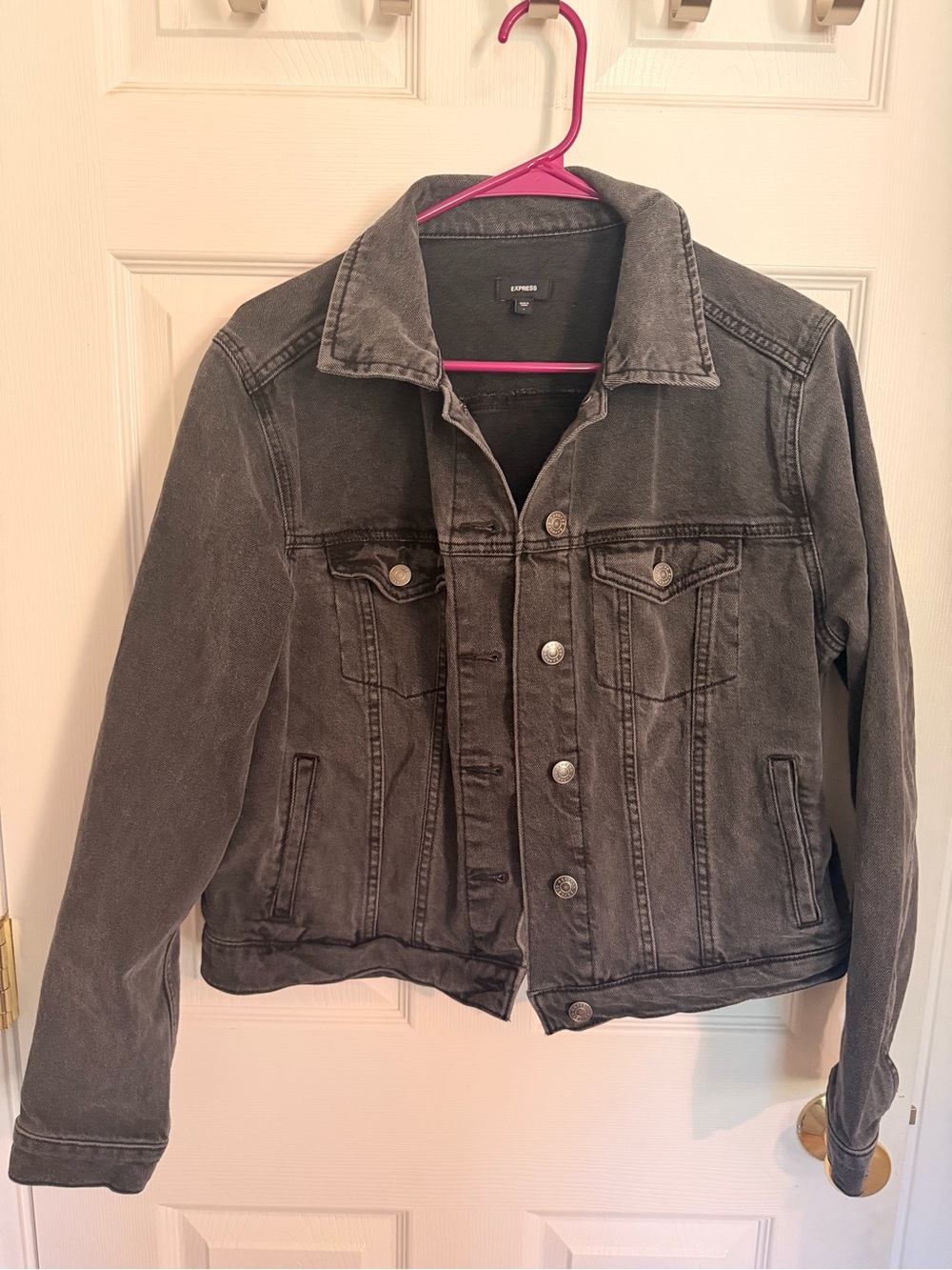 Express Charcoal Black Denim Jacket
